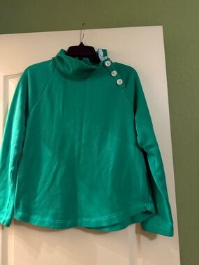 J. Crew Factory Teal Green Cowl Neck Button-Accent Sweater